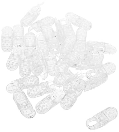 HOOTNEE Clip per Catena Fittizia in Plastica Trasparente Bianca 50 Pezzi Set di Accessori per Ciuccio Ragazzo Ragazza Porta Ciuccio Anti-Smarrimento per Aggancio Facile
