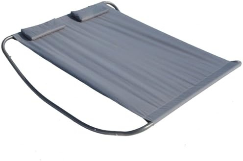 CONCEPT USINE - Lit de Jardin & Transat à Bascule Moderne Coachella 2 Personnes Gris - Armature en Acier - Toile en Polyester - Qualité Optimale, Pratique, Confortable, Imperméable, Résistant