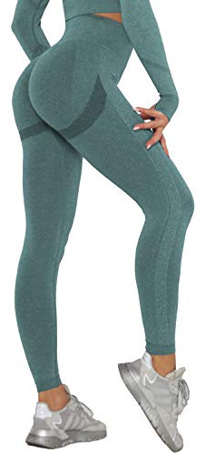 DUROFIT Mallas Push Up Mujer Leggings Deportivas Pantalones Deportivos Fitness Leggins Polainas de Yoga Training Fitness Cintura Alta Estiramiento Elásticos Verde Oscuro S