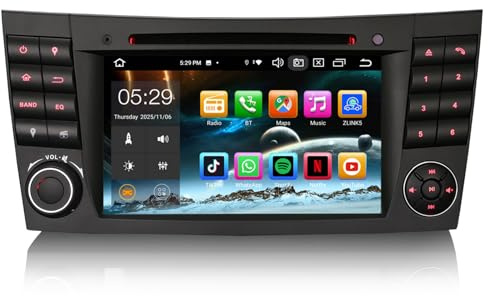 Erisin 8-Core Android 14 Radio de Coche Car Radio DVD Estéreo Navegación de Automóvil para Mercedes Benz E/CLS/G Class W211 W219 W463 7 Incorporada DSP CarPlay Android Auto WiFi 4GB RAM+ 64GB ROM