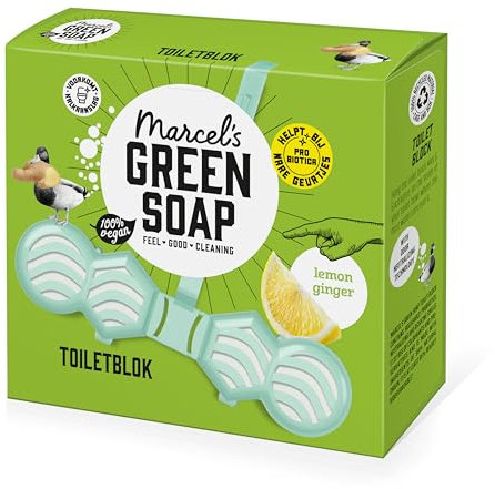 Marcel's Green Soap - Bloc WC Citron & Gingembre - Produit Nettoyant WC - Avec probiotiques contre les mauvaises odeurs - Plastique recyclé
