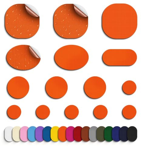 Skystuff Down Jacket Repair Patch, 45pcs Self-Adhesive Nylon Repair Patches | Waterproof Fabric Repair Tape Patch for Sofa, Down Jackets,Tents, Sleeping Bags, Backpack, Clothing, Puffer Coats,Orange