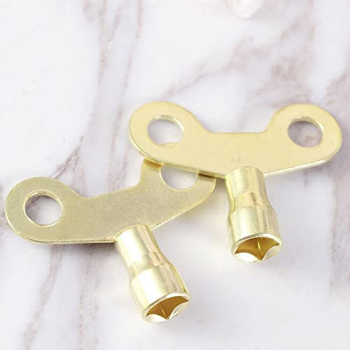 LKG® 2 pcs Solid Brass Radiator Key - Radiator Bleed Key - Radiator Valve Key - Key for Bleeding Radiators - Venting Air Valve Key - Gold