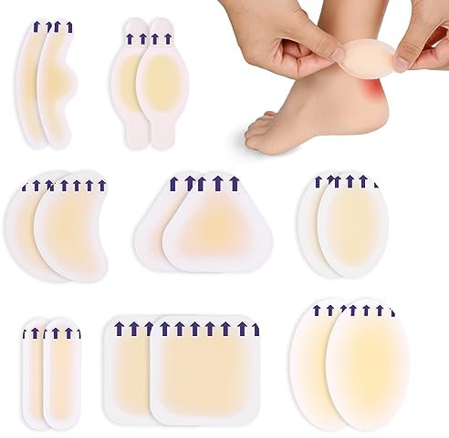 ACWOO Blasenpflaster, Hydrokolloid Pflaster, Wasserdicht Gel Pflaster, Ferse Blasenpflaster, Vorfuß Ferse Fersenschutz, Linderung von Reibungsschmerzen Finger, Zehen, Vorfuß, Ferse (16PCS-B)