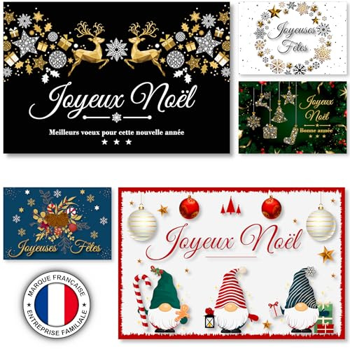 15 cartes de Noel en FRANCAIS sans enveloppe pour vos cartes de vœux, invitations ou cadeaux de noël. 5 modèles différents qui donneront le sourire à vos proches pour ces jours de fêtes de fin d'année