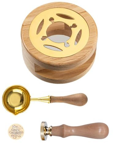 Wachssiegel Stempel, Siegelwachs Set, Schmelzlöffel, Wachssiegelwärmer, für Freunde und Familie, Die Sich für Kunst und Handwerk Interessieren, für Hochzeitseinladungen, Vintage-Briefe, 3Er-Set