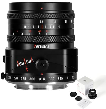 7artisans 50mm F1.4 Tilt-Shift Lens, APS-C, Prime Large Aperture Lens, Compatible with Sony E Mount Mirrorless Camera A7 A7II A7III A7R A7RII A7RIII A7RIV A7S A7SII A9 A7C