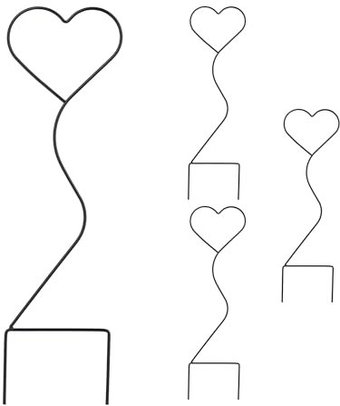 Relaxdays Rankhilfe Herz 4er Set, Metall, Kletterhilfe, Topf- & Zimmerpflanzen, HxB: 49 x 14 cm, Pflanzenstütze, schwarz