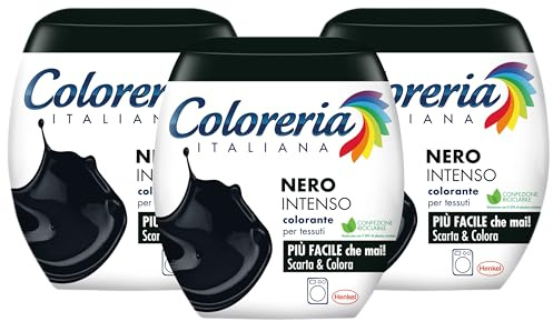 Coloreria Italiana Grey Colorante Tessuti e Vestiti in Lavatrice, Nero Intenso, 3 Confezioni da 350g
