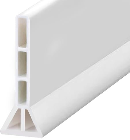 Junta de ducha autoadhesiva TPE, color blanco, barrera de agua, para ducha, plegable, barrera de agua, para cocina, 1,5 m de largo, 10 cm de alto y 3,5 cm de ancho