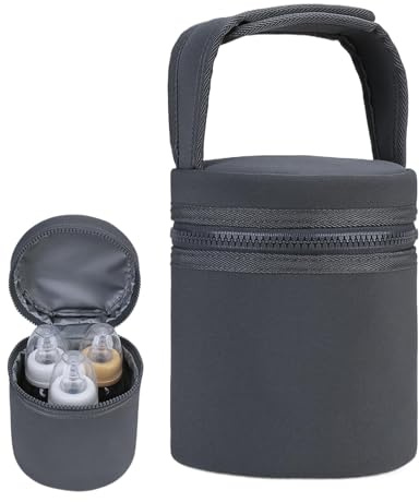 Breast Milk Cooler Bag, Baby Bottle Cooler, Insulated Baby Bottle Bag, Bottle Warmer Bag, Baby Milk Prep Machine, (12.5 x 15.5 cm/4.92 x 6.1 Inches) For Breastmilk Cooler Bag, White, Gray And Black,