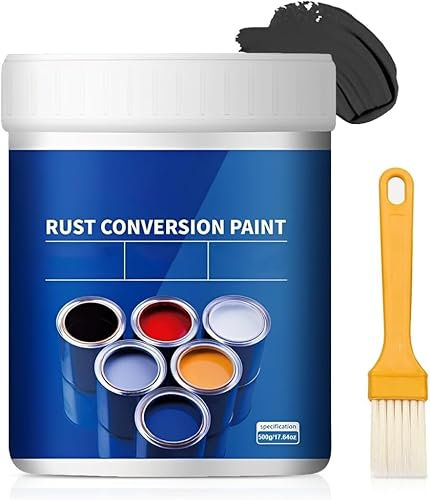 ZZLMDZ Weatherproof Rust Converter Paint for Metal,Rust Conversion Paint, 4-in-1 Remover for Metal Primer,Multicolor Universal Quick Drying, for Metallic, Car (Black, 500g)
