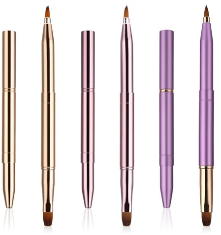 3 Pack Lip Brush for Lipstick,Double Ended Lip Brushes with Cap,Retractable Versatile Lipsticks Applicators, Lipsticks Gloss Brushes Concealer Brush Lips Contours Makeup Tool