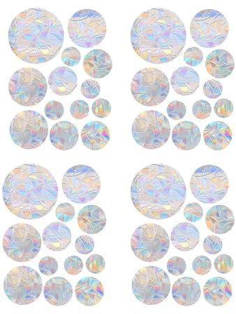 52 PCS Round Bird Anti-Collision Window Stickers, Rainbow Prism Suncatcher Window Decals for Glass Doors, Bird Strike Prevention Stickers to Protect Wild Birds and Decorate Windows with Light Effects