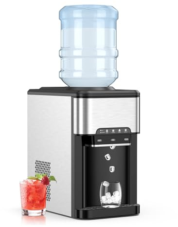 SOARS Machine A Glacons 3 en 1, Distributeur Eau Froide & Chaude, Réservoir d'Eau de 3L, Fabrication Glace 19KG/24H, Refroidissement par Compresseur pour Maison, Bureau