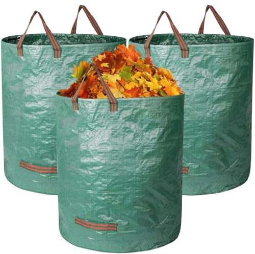 Binnan 3 Pezzi Sacchi Giardinaggio, Sacco per Rifiuti da Giardino, Sacchi da Giardinaggio con Maniglie per Il Trasporto, Borsa da Giardino Pieghevole per Rifiuti da Giardino Ogni capacità è 272L