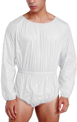 inhzoy Wetlook body PVC lack overall långärmad pyjamas inkontinens blöjbody vuxen blöjöverdrag vattentät