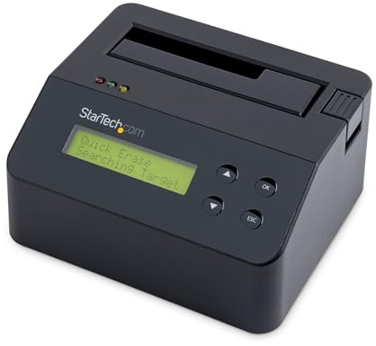 StarTech Single Bay Hard Drive Eraser, Standalone HDD/SSD Disk Wiper/Sanitizer, 4Kn, USB 3.0 to SATA III, 9 Erase Modes, LCD, RS232 Printer Port, Hardware Erasing Tool, TAA Compliant