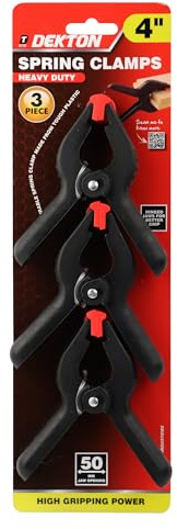 Dekton 3PC 4 Pro Clamp with 50mm Jaw Opening, Heavy Duty Rubber Non-Slip Grip, Durable Tough Plastic Construction, Hinged Jaws for Improved Grip on Uneven Surfaces, Ideal for Wood & DIY Projects