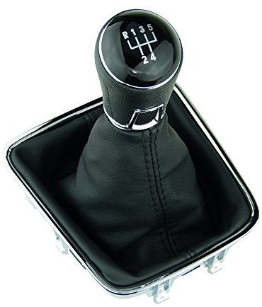 L&P A278-4 Schaltsack Schaltmanschette Schaltknauf Schwarz 5 Gang 12mm kompatibel mit VW Golf Plus 5M 521 Tiguan I 5N Sharan II 7N Chrom Rahmen Komplettset Knauf Plug Play Ersatzteil für OEM