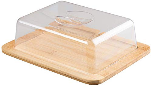 Jonas - Plateau/Cloche/Boîte/Support à Fromage Carré en Bambou avec Couvercle Idéal pour Support à Fromages ou Autres Dégustations - Garantie Excellente Qualité ! Dimensions: L.26 x l.20 x H.7,3 cm.