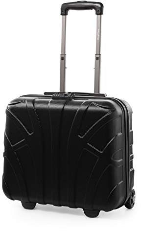 suitline - Pilotentrolley Hartschale, Business Trolley, Kabinengepäck, Handgepäck Trolley, Pilotenkoffer, Bordcase, Bordgepäck, TSA, ABS, 2 Rollen, Schwarz