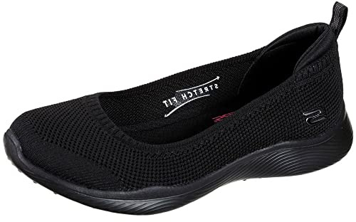Skechers Donna Microburst 2.0 Be Iconic Trainers, Black Stretch Fit Knit Skimmmer, 38.5 EU Larga