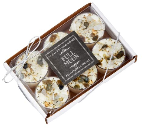 New Moon Beginnings Full Moon Candle - Purification & Cleansing Tealight Candle - Set of 6 - Jasmine, Violet, Bergamot Scent