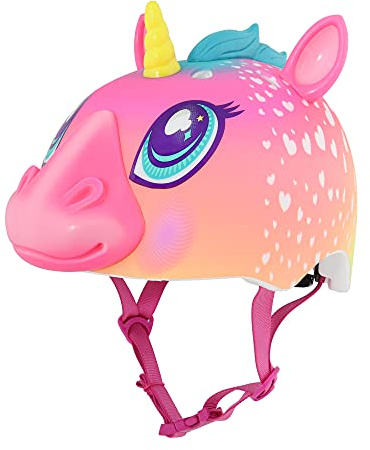 C-Preme Raskullz Child Helmet (5+ Years) - Super Rainbow Corn, Fun 3D Unicorn Design, High-Impact Protection, Adjustable Fit, and Cool Ventilation for Safe and Stylish Riding