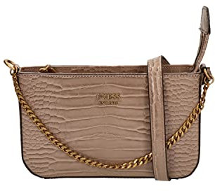 GUESS Katey Croc Mini Maimie Top Zip Shoulder Bag Light Rum