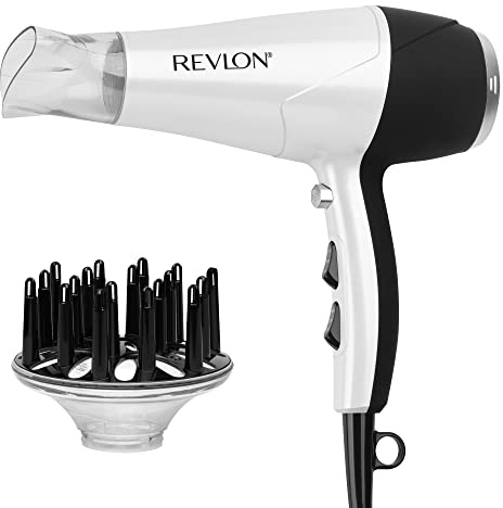 REVLON Volume Booster, Hair Dryer with Curl Enhancing Diffuser, White