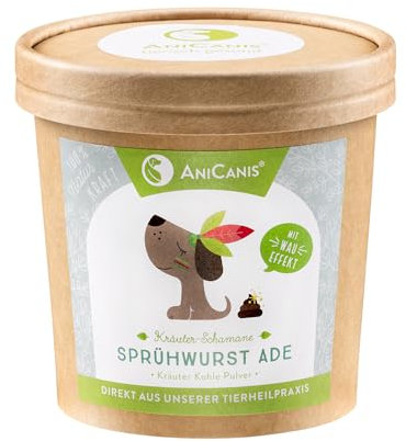 AniCanis Kräuterkohle Sprühwurst Ade für Hunde - Kräuter Kohlepulver - Durchfall, Verdauung & Übersäuerung - 100g
