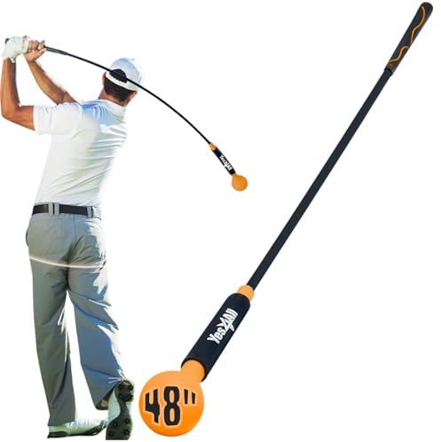 Yes4All 48 Inches Golf Swing Trainer, Golf Warm-Up Alignment Stick for Tempo, Rhythm, Balance, and Strength Training for Chipping - Orange