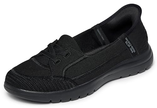 Skechers Slip-ins: On-The-Go Flex-Top Notch, Mocassino Donna, Black Textile, 38 EU