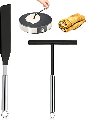 Spatel Edelstahl Crepes Wender Teigverteiler Crepes Verteiler Crepes Zubehör Crepes Set für Zuhause Küche Backen Kochen Backwerkzeuge