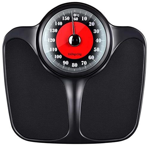 Mechanische Badezimmerwaage, Mechanische Personenwaage, rutschfeste Gummioberfläche, keine Batterie oder Tasten erforderlich/mechanische Waage, für ältere Menschen, Männer, Frauen, ohne Batterie