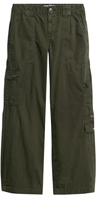 Superdry Damen Bestickte Cargohose mit niedriger Leibhöhe Surplus Goods Olivgrün 36