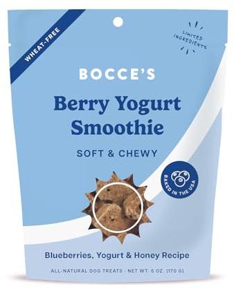 Bocce's Bakery Berry Smoothie Wellness Treats for Dogs, Wheat-Free Everyday Dog Treats, Made with Real Ingredients, Baked in The USA, Natural Soft & Chewy Cookies, 6 oz