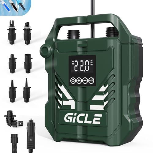 GICLE 22PSI Paddle Board Pumpe Elektrische SUP Pumpe, mit 12V DC Autoanschluss, Zweistufige Schnellaufblasung & Auto-Off für aufblasbares Stand Up Paddleboard, Boot, Zelt