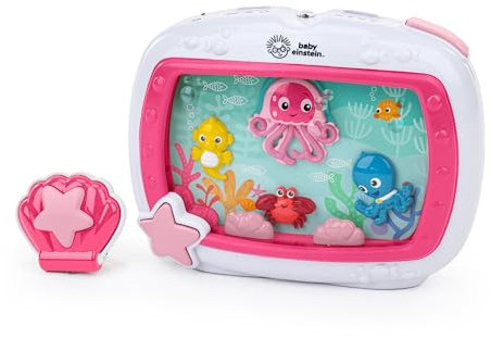 Baby Einstein Sea Dreams Soother, Veilleuse Bébé Musicale et Lumineuse avec Bruit Blanc – Aquarium Veilleuse Enfant Apaisante, 25+ Minutes Lumières Douces, Sons Océan, Télécommande, 0+ Mois, Rose
