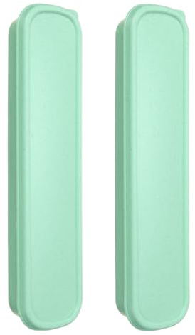 uxcell 2 Pcs Travel Utensil Holders with Case, 9.2 Portable Flatware Box with Slot Stand Reusable Plastic Travel Cutlery Case for Fork Spoon Chopsticks Lunch Box, Green (Concave Cover)