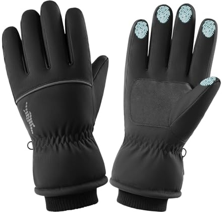 dellyy Térmicos Guantes de Invierno, Guantes Ciclismo Hombre, Táctil, Impermeables Guante Térmicos, Invierno Guante de Esquí para Senderismo, Correr, Deportes, Motociclismo, Quitar Nieve