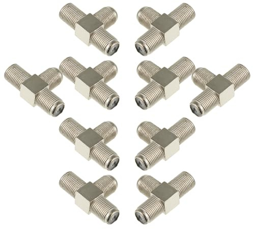 STAHAD Conector Divisor Tipo F de 3 Vías Fabricado en Aleación de Zinc, 10 Piezas para Distribución de Señal en Antenas de Televisión y Sistemas Satelitales en Casa