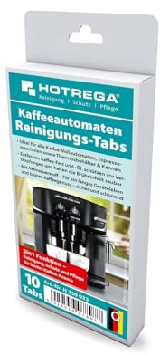 HOTREGA Reinigungstabletten für Kaffeevollautomaten & Kaffeemaschinen 10 Tabs | 3in1 Reiniger, Entkalker, Schutz | Für Siemens, Miele, Phillips uvm.