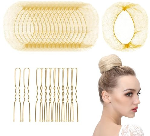 Retina Capelli Biondi, 50 pezzi di rete per capelli con bordo elastico per panino con rete di panini invisibili per capelli in oro 20 pezzi