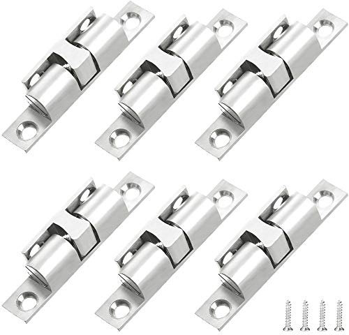GZGXKJ 6 Stück Messing Doppelkugelschnäpper Kugelschnäpper Möbelschnäpper für Küche Schranktüren Schränke Zuhause Möbel Türverschluß Halte Verschluss,Silber