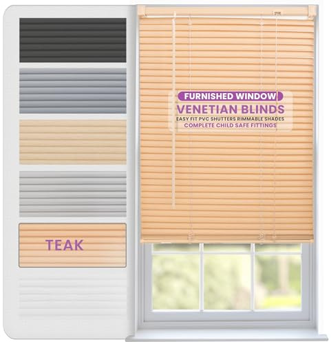 FURNISHED Venetian Blinds Window 25mm PVC Shades - Teak 175W x 210L cm