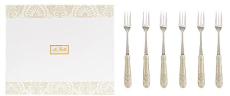Forchettine in ceramica decorata 6pz, forchettine da dessert, antipasti e dolce, per cucina e sala da pranzo, ngl 101