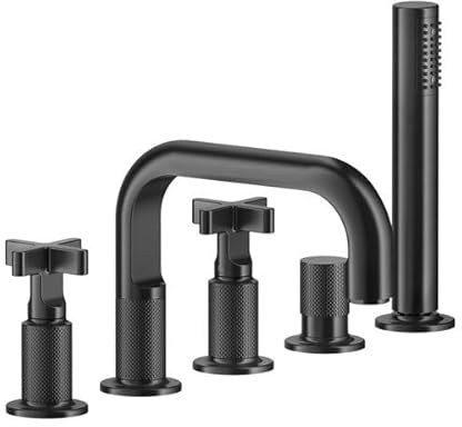 Gessi Inciso+ 2-Kreuz-Griff-5-Loch-Wannenrand-Armatur, Wannenauslauf 193 mm, separates Umschaltventil, 58140, Farbe: Warm Bronze gebürstet PVD