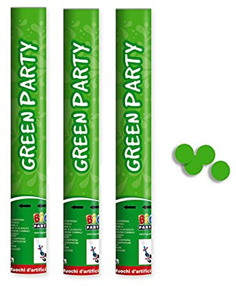 3x Cannone Tubo Sparacoriandoli CORIANDOLI Verdi - TUBO lancia coriandoli da 40cm - per compleanno, anniversario, promessa, matrimonio, matrimonio civile, laurea, feste o party